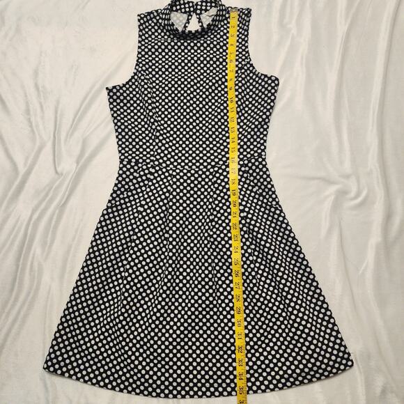 Charming Charlie Retro Twee Black White Polka Dot Pockets Halter Dress, Small - Picture 6 of 8